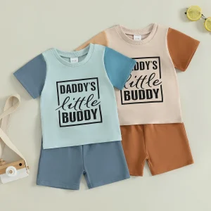 Toddler Boys Summer T-Shirt and Elastic Shorts Set